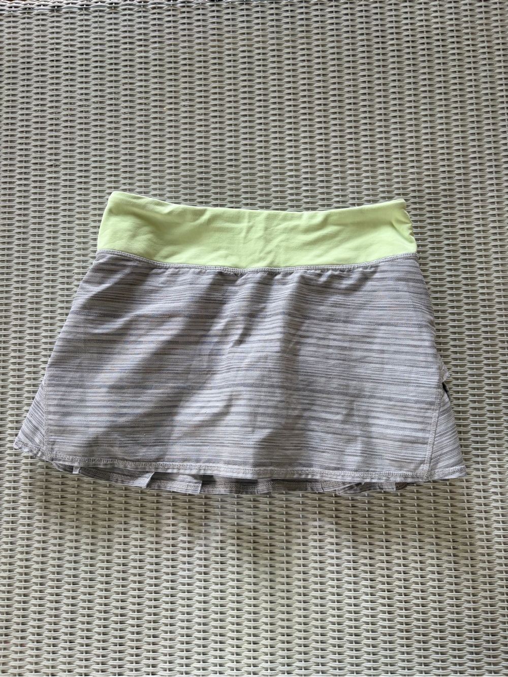 lululemon athletica Gray Striped Skater Skirt with Lime Waistband